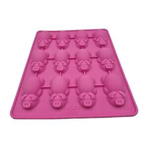 Piggy Pop Pink 12 Little Pigs Silicone Mold Baking Candies Ice Cubes 10x8"